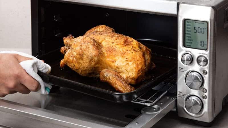 A toaster oven can be used to roasting different types of meats including chicken.