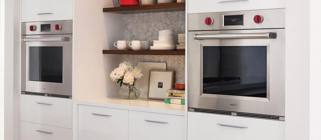 Built-in ovens are typically built directly into kitchen cabinets.