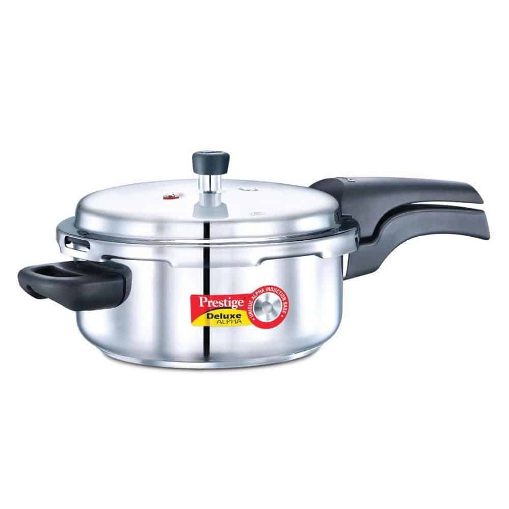 A durable stove top pressure cooker.
