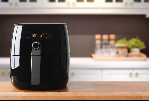 Air fryer with digital control panel.