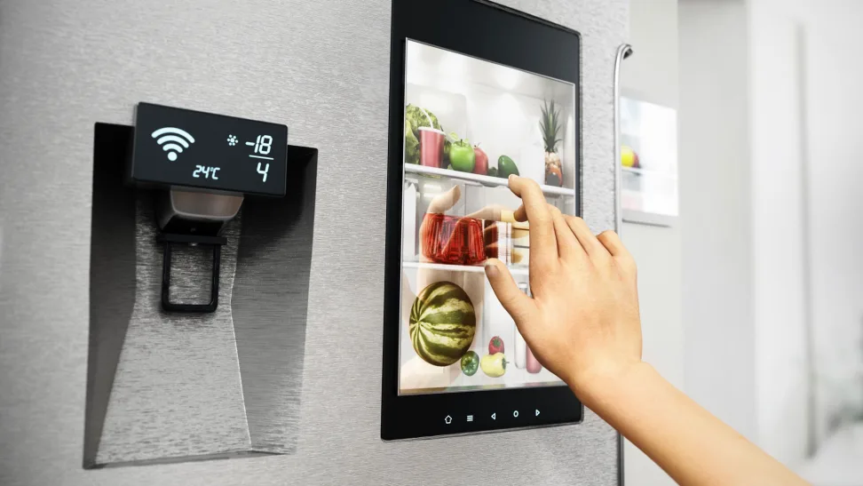 Touch screen feature on a refrigerator