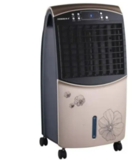 Portable air cooler with a floral design on a white background, recognized as the best air cooler in Malaysia.